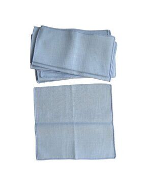 Set of 8 Light Blue Linen Blend Napkins 9" x 9" Square Durable Hemmed Edges